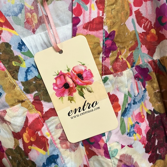 NWT Entro Floral Ruffle Sleeve Dress Large - Picture 6 of 10